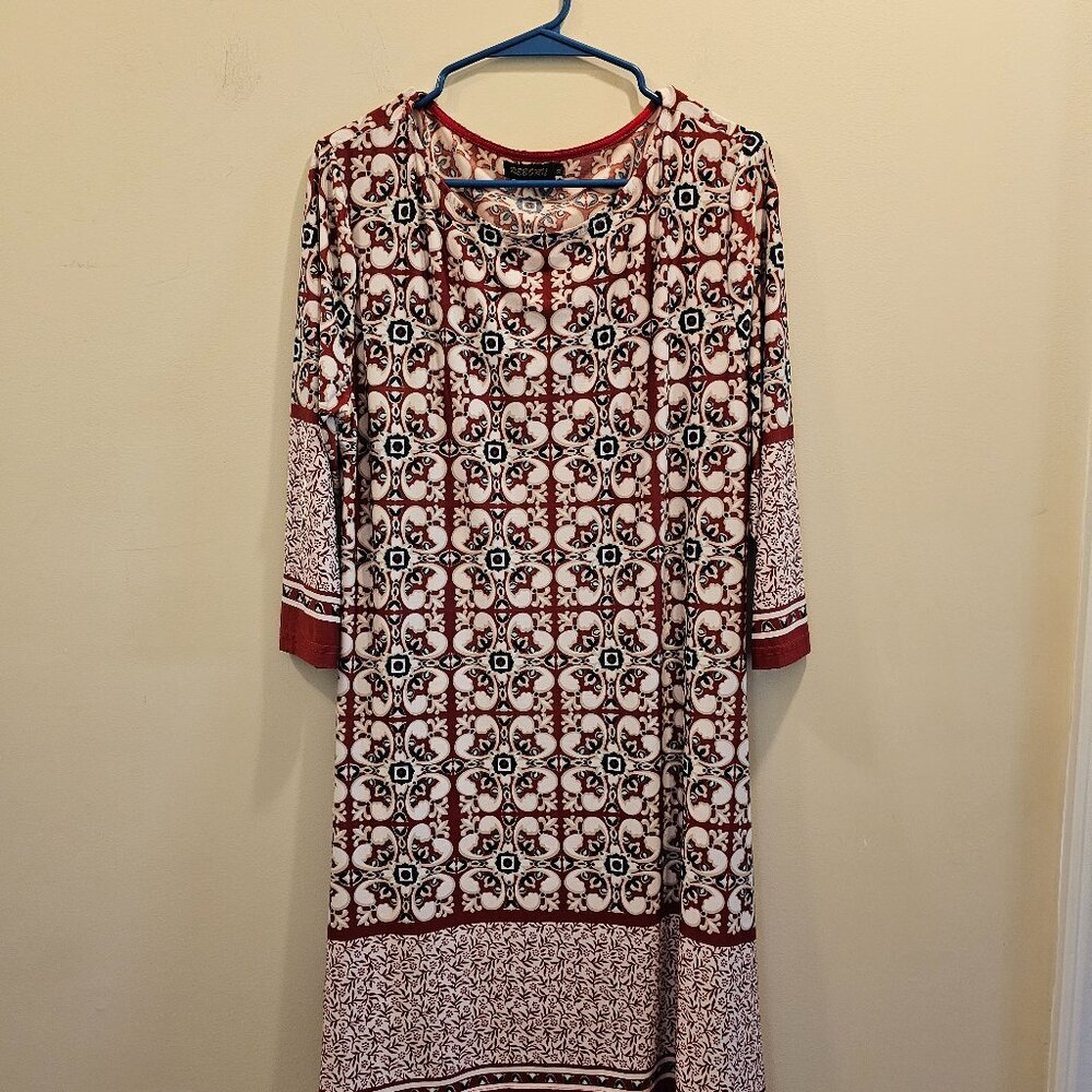 Women's Reborn Knee Length Dress Women's Geometric ‎ 3/4 Sleeve Size XL